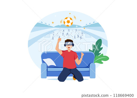 Man Watching Video Using Virtual Reality 118669400
