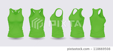 Green women tank tops with design template illustration set Green women tank tops with design template illustration set 118669508