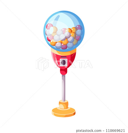 Gumball vending machine with round container flat color icon Gumball vending machine with round container flat color icon 118669621