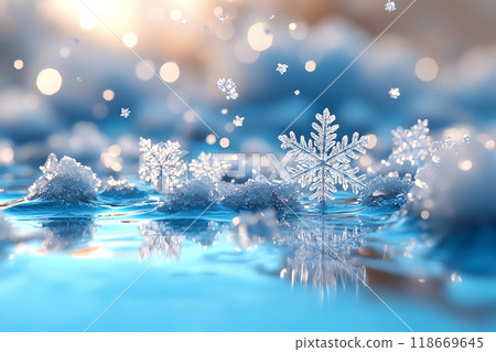 冬季閃光背景與雪花 118669645