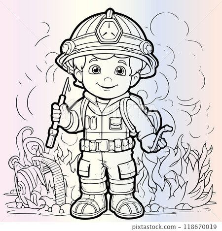 Firefighter Coloring Page For Kids Firefighter Coloring Page For Kids 118670019