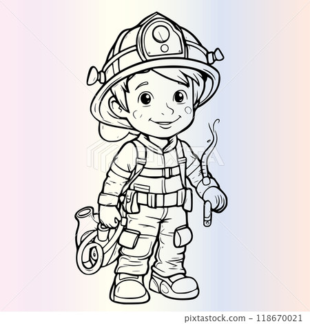 Firefighter Coloring Page For Kids Firefighter Coloring Page For Kids 118670021