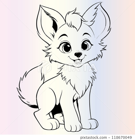 fox cartoon coloring page for kids 118670049