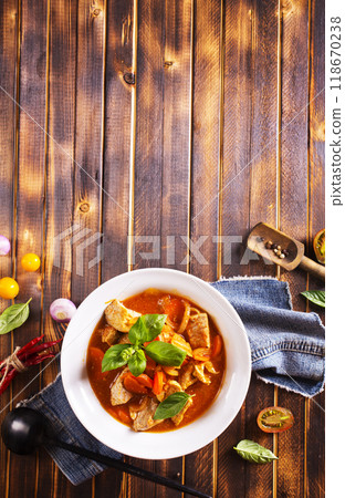baked meat with tomato sauce baked meat with tomato sauce 118670238
