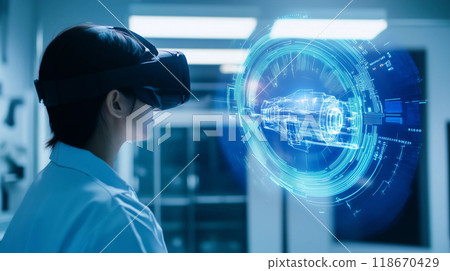 技術人員配戴VR眼鏡 118670429