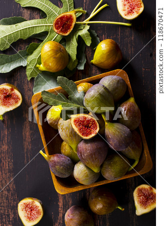 A wooden bowl filled with fresh 118670471