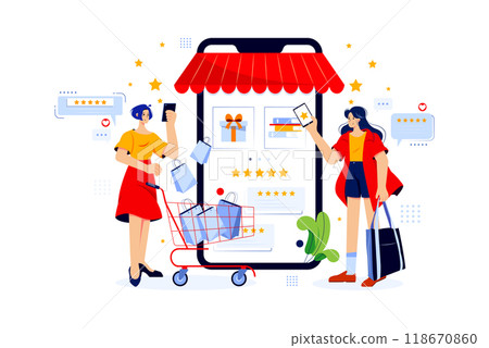 Women Giving Shopping Reviews Online Women Giving Shopping Reviews Online 118670860