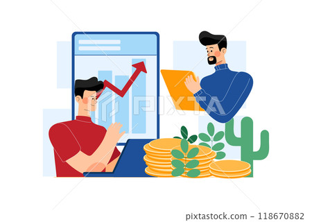 Marketing Team Working On Sales Report Marketing Team Working On Sales Report 118670882