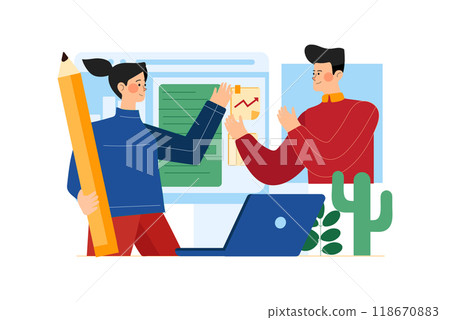 Marketing Team Working On Market Analysis 118670883
