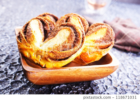 Easter bunny buns rolls with cinnamon made from yeast dough 118671031