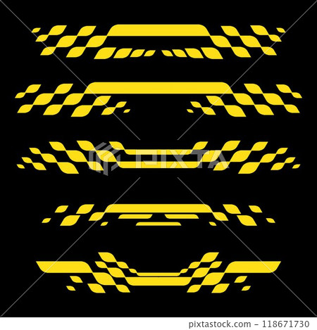 Outline yellow checkered patterns set 118671730