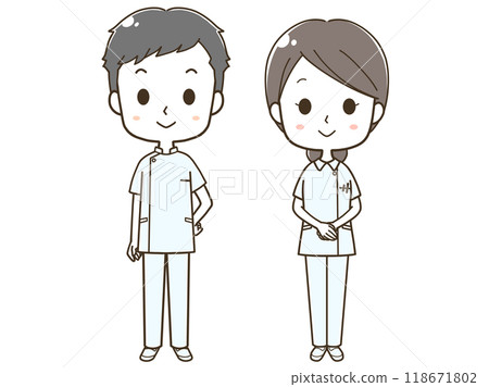 男性和女性護士的全身插圖 118671802