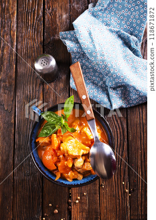 Vegetable stew with meat and spice 118671872