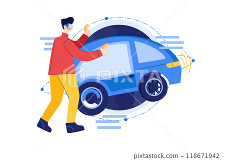 Car designer with 3d model and VR 118671942