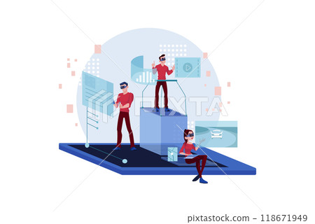 Business Team working on VR tech 118671949