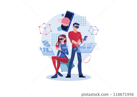 Developers working on virtual blockchain Developers working on virtual blockchain 118671956