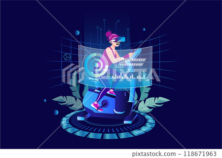 VR Sports Illustration concept. Flat illustration isolated on white background VR Sports Illustration concept. Flat illustration isolated on white background 118671963