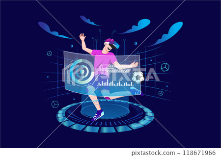 VR Sports Illustration concept. Flat illustration isolated on white background VR Sports Illustration concept. Flat illustration isolated on white background 118671966