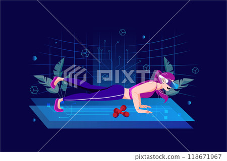 VR Sports Illustration concept. Flat illustration isolated on white background VR Sports Illustration concept. Flat illustration isolated on white background 118671967