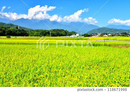山梨縣北斗市竹川風景/眺望貝駒岳（山梨縣北斗市） [2024.9] 118671998