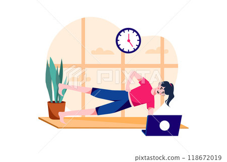 Girl Doing Exercises With Online Teacher Girl Doing Exercises With Online Teacher 118672019