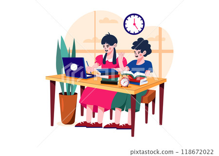 Kids studying at home via the internet 118672022