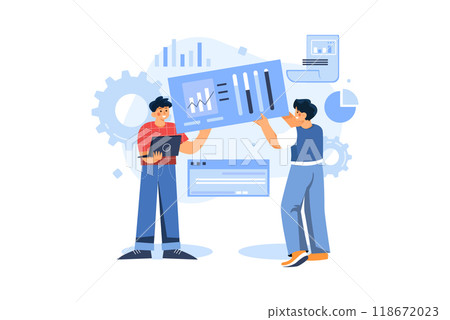 Marketing Team Working On Sales Report 118672023