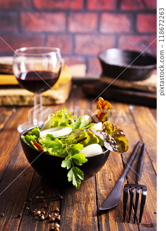 Healthy food for losing weight with salad leaves mix 118672263