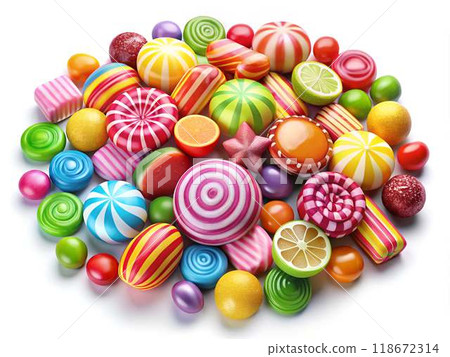 colorful candy candies on white background colorful candy candies on white background 118672314