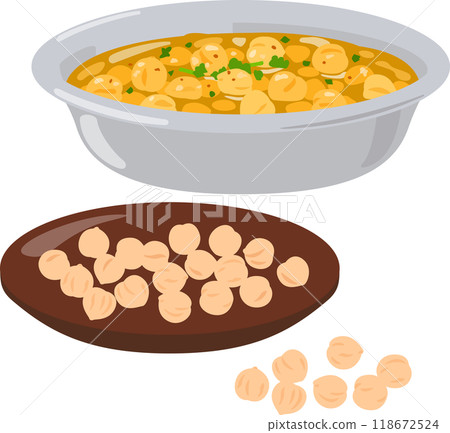 Chickpea curry in a metal dish 118672524