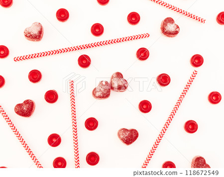 Yummy marmalade on white background with straw. 118672549