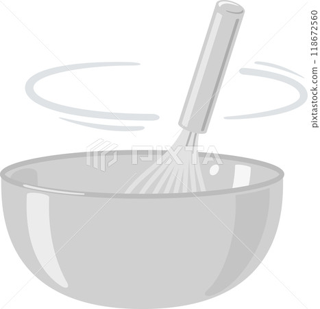 Stirring the contents of a bowl with a whisk 118672560