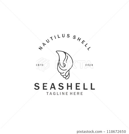 Seashell Logo. Ocean Animals premium quality graphic outline symbols collection template 118672650
