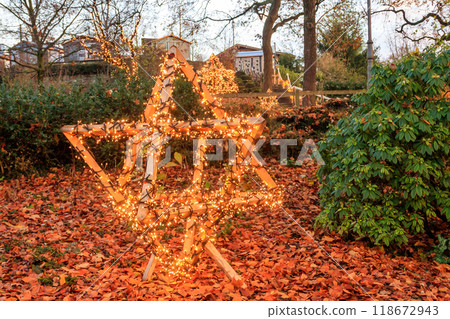 Star shape decoration at Christmas market in Bern, Switzerland 118672943