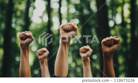 People with Raised Fists 118673226