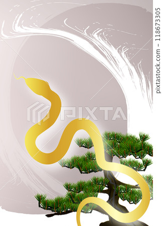 蛇新年賀卡金背景 蛇新年賀卡金背景 118673305