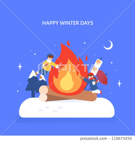 Happy winter situation illustration  118673850