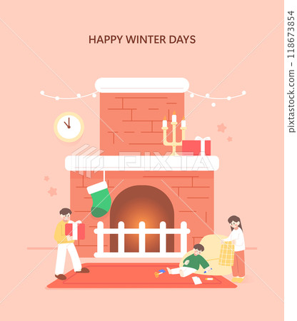 Happy winter situation illustration Happy winter situation illustration 118673854