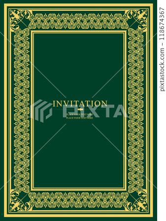 Gold ornament on dark background. Can be used as invitation card. Book cover. Vector illustration. Hand drawn Illustration Gold ornament on dark background. Can be used as invitation card. Book cover. Vector illustration. Hand drawn Illustration 118674367