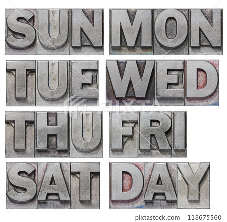 weekdays set metallic weekdays set metallic 118675560