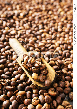 Coffee beans background. Coffee close up texture. Coffee beans background. Coffee close up texture. 118675854