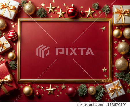 Christmas decoration frame, red, Christmas, decoration 118676101