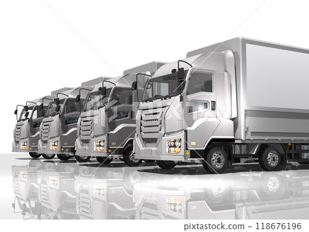 幾輛大卡車排成一排（3DCG影像） 118676196