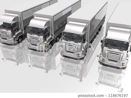 Several large trucks lined up (3DCG image) Several large trucks lined up (3DCG image) 118676197