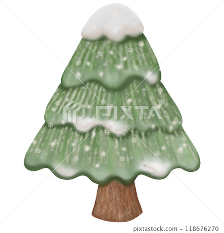 Christmas tree hand drawn illustration for decoration. Winter pre made card with lettering. Christmas tree hand drawn illustration for decoration. Winter pre made card with lettering. 118676270
