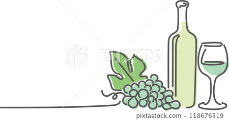 葡萄酒葡萄白葡萄酒線畫手繪簡單插圖 葡萄酒葡萄白葡萄酒線畫手繪簡單插圖 118676519