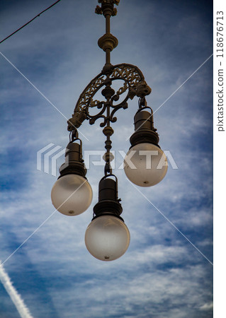 Big original street lamp with three plafonds Big original street lamp with three plafonds 118676713