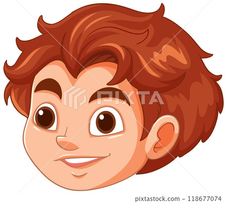 Happy Cartoon Boy's Face 118677074