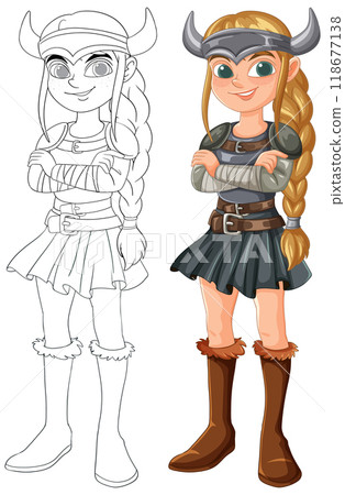 Viking Warrior Girl Illustration Viking Warrior Girl Illustration 118677138