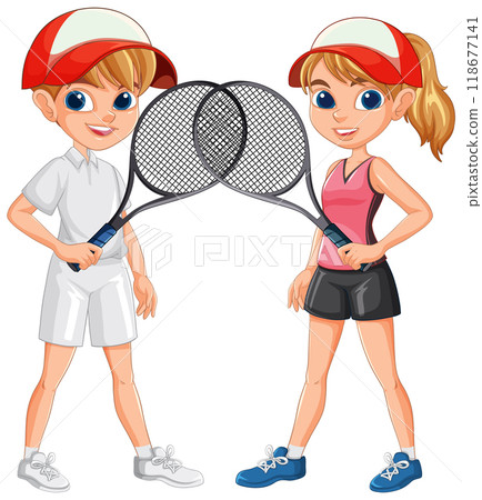Young Tennis Players Ready to Play 118677141